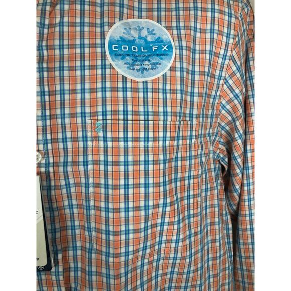 NWT Izod Men’s Button Down Shirt Size S Long Sleeve Orange Plaid - Picture 4 of 9